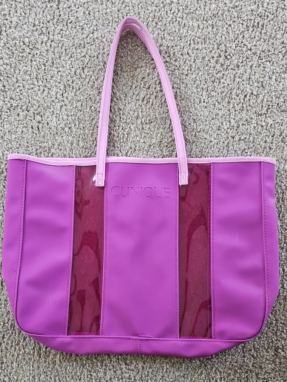 Clinique Magenta Vinyl Tote Bag